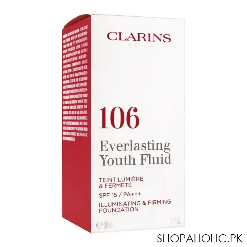 clarins paris everlasting youth fluid illuminating & firming foundation, 106 vanilla image2