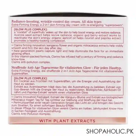 clarins paris extra firming energy radiance boosting wrinkle control day cream, 50ml image3