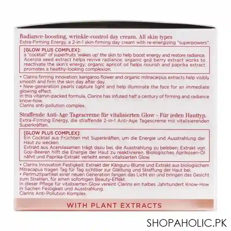 clarins paris extra firming energy radiance boosting wrinkle control day cream, 50ml image3