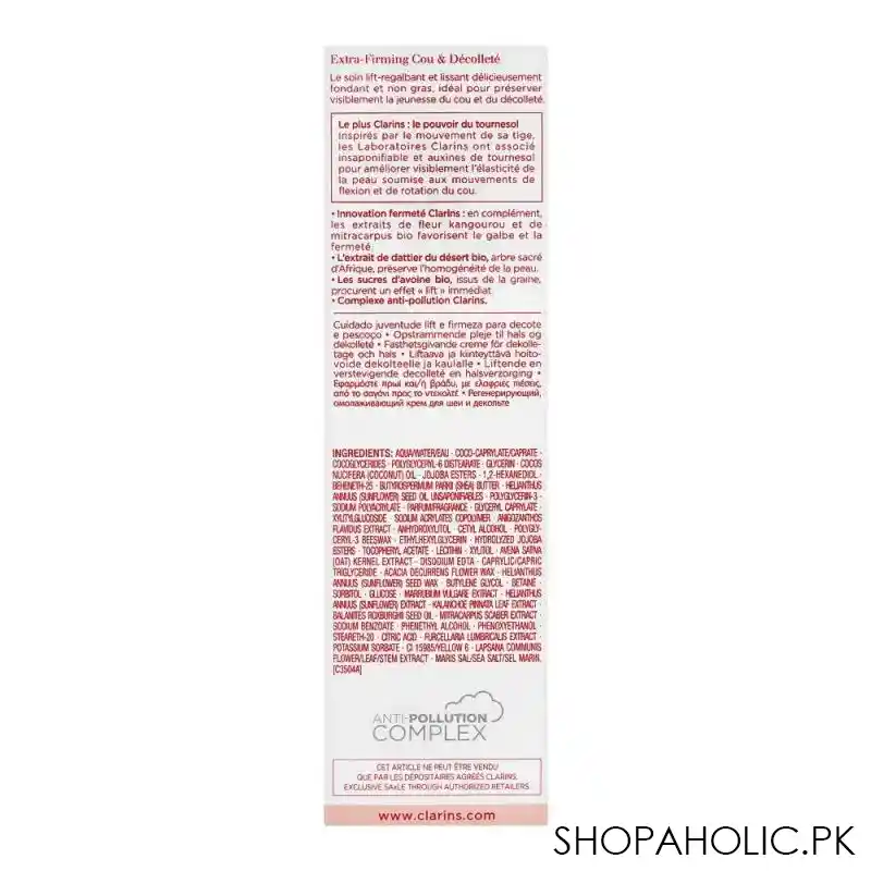clarins paris extra firming youthful lift neck cream, 75ml image3