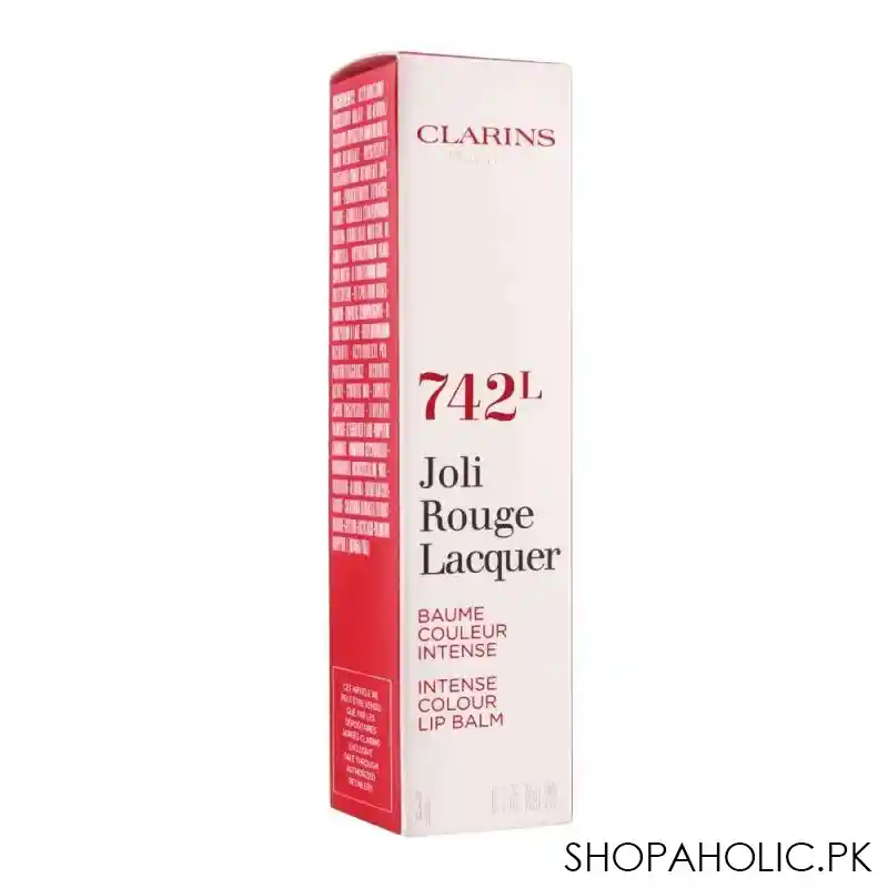 clarins paris joli rouge lacquer intense colour lip balm, 742l joli rouge image3