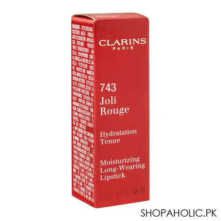 Clarins Paris Joli Rouge Moisturizing Long-Wearing Lipstick, 743 Cherry Red - Image 4