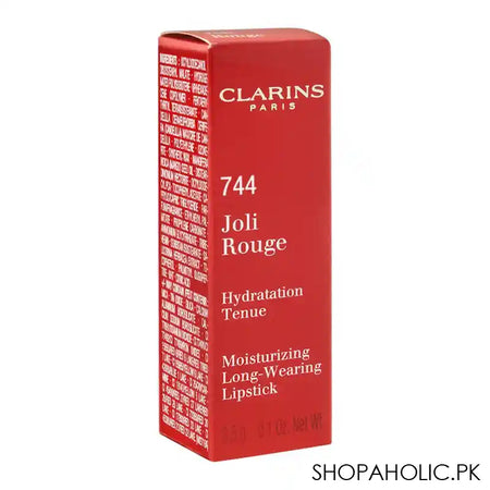 Clarins Paris Joli Rouge Moisturizing Long-Wearing Lipstick, 744 Soft Plum - Image 3