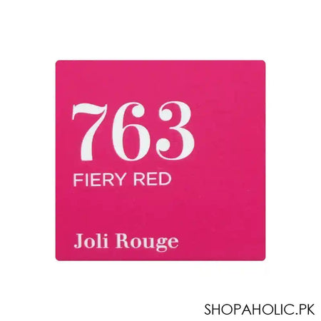 Clarins Paris Joli Rouge Moisturizing Long-Wearing Lipstick, Tenue Hydratation, 763 Fiery Red - Image 3