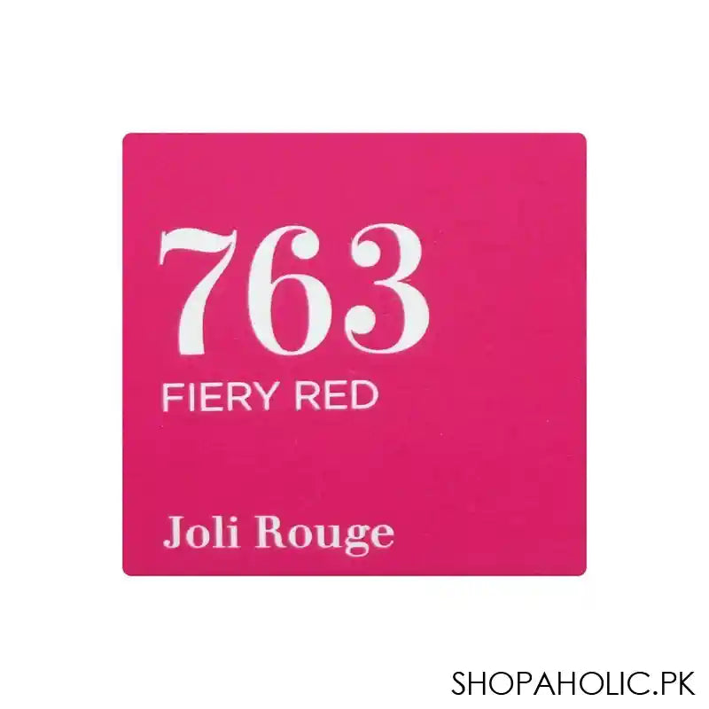 Clarins Paris Joli Rouge Moisturizing Long-Wearing Lipstick, Tenue Hydratation, 763 Fiery Red - Image 3