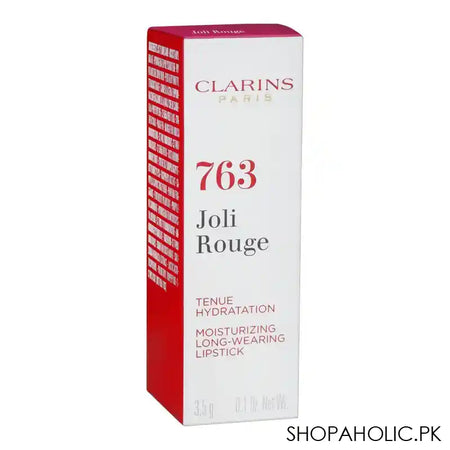 Clarins Paris Joli Rouge Moisturizing Long-Wearing Lipstick, Tenue Hydratation, 764 Candy Red - Image 3