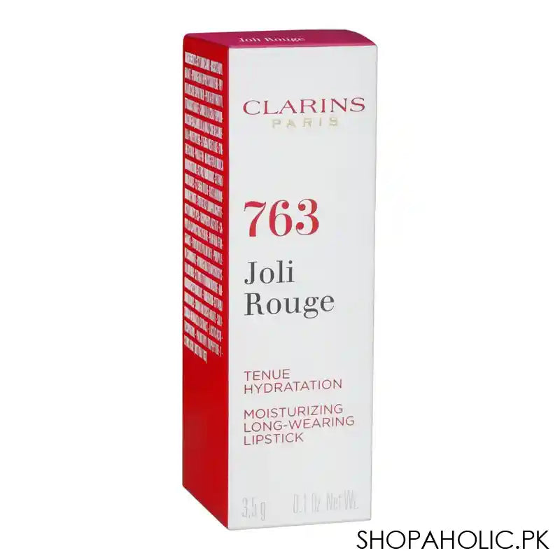Clarins Paris Joli Rouge Moisturizing Long-Wearing Lipstick, Tenue Hydratation, 765 Burgundy Red - Image 2