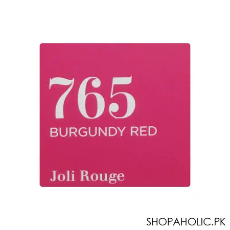 Clarins Paris Joli Rouge Moisturizing Long-Wearing Lipstick, Tenue Hydratation, 765 Burgundy Red - Image 3