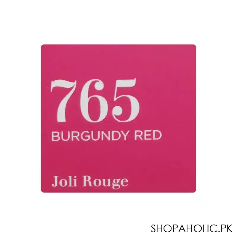 Clarins Paris Joli Rouge Moisturizing Long-Wearing Lipstick, Tenue Hydratation, 765 Burgundy Red - Image 3