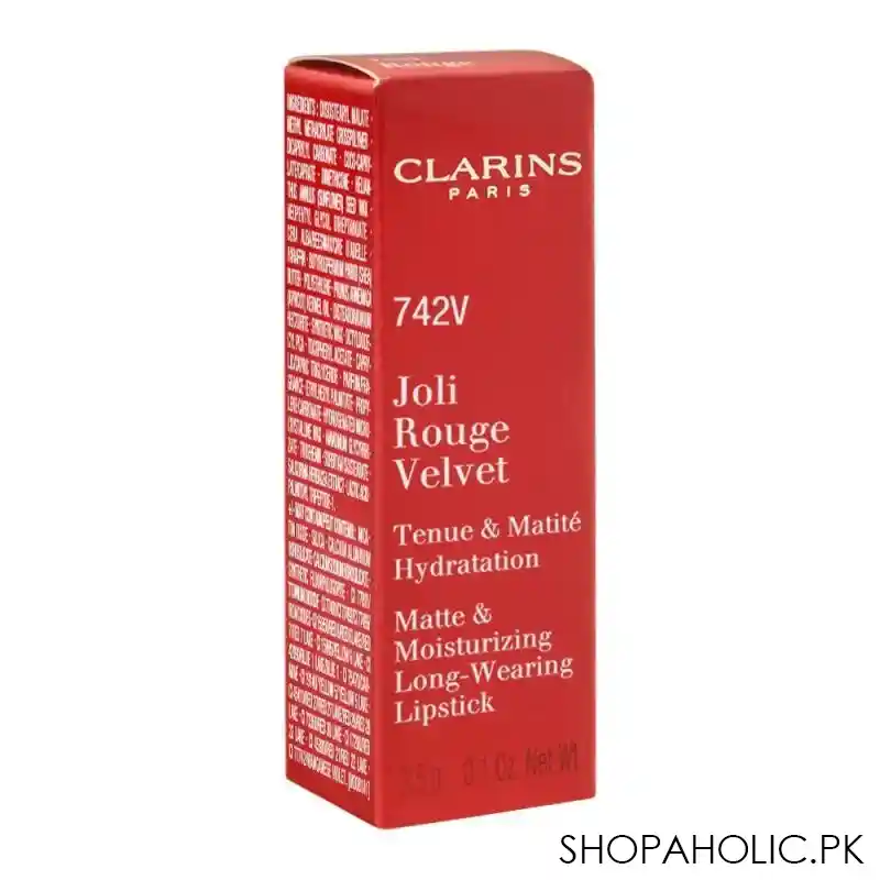 clarins paris joli rouge velvet matte & moisturizing long wearing lipstick, 742v joli rouge image3