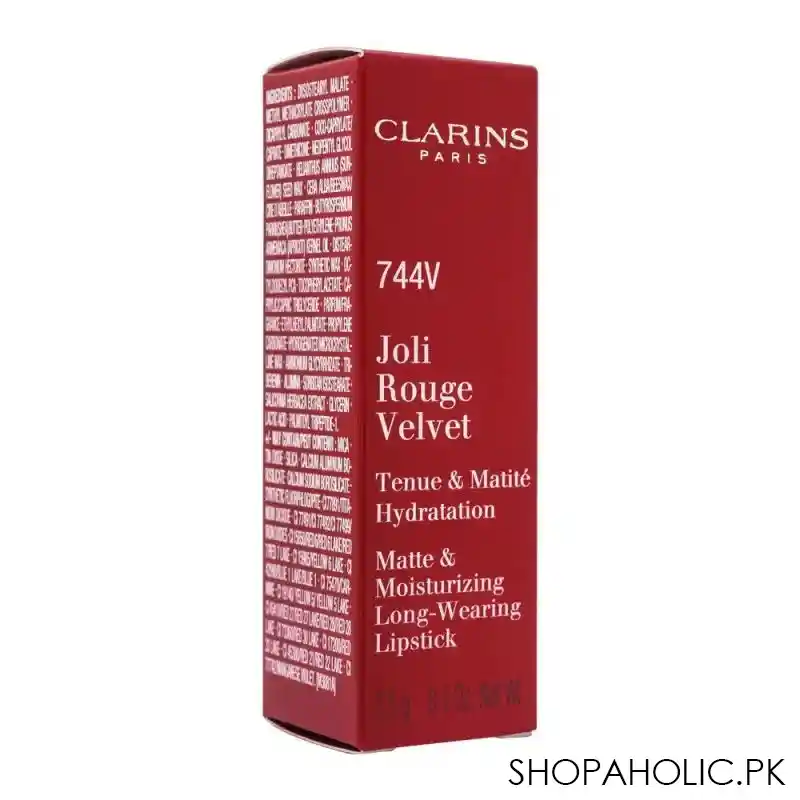 clarins paris joli rouge velvet matte & moisturizing long wearing lipstick, 744v plum image2