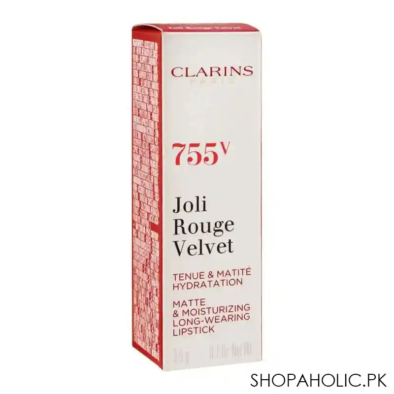 clarins paris joli rouge velvet matte & moisturizing long wearing lipstick, 755v litchi image3
