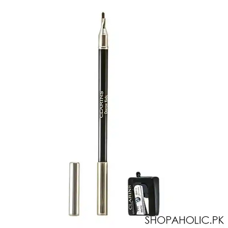 clarins paris long lasting khol eye pencil with brush & sharpener, 01 carbon black image3