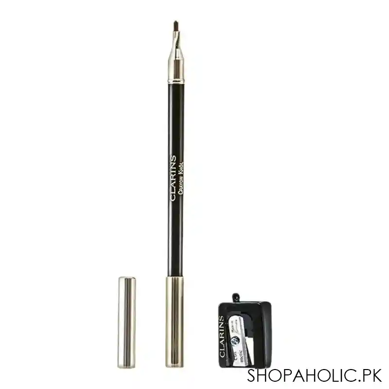 clarins paris long lasting khol eye pencil with brush & sharpener, 01 carbon black image3