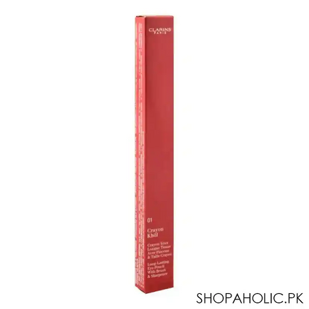 clarins paris long lasting khol eye pencil with brush & sharpener, 01 carbon black image4
