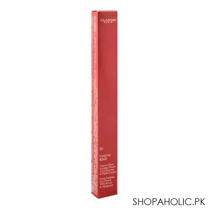 clarins paris long lasting khol eye pencil with brush & sharpener, 01 carbon black image4