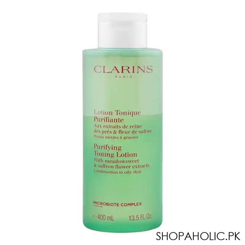 Clarins Paris Meadowsweet & Saffron Flower Purifying Toning Lotion Combination To Oily Skin, Combination To Oily Skin, 400ml - Main Image