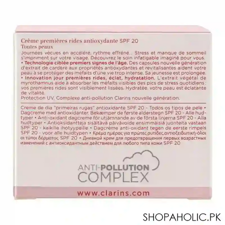 clarins paris multi active jour spf 20 anti oxidant day cream, all skin types, 50ml image3