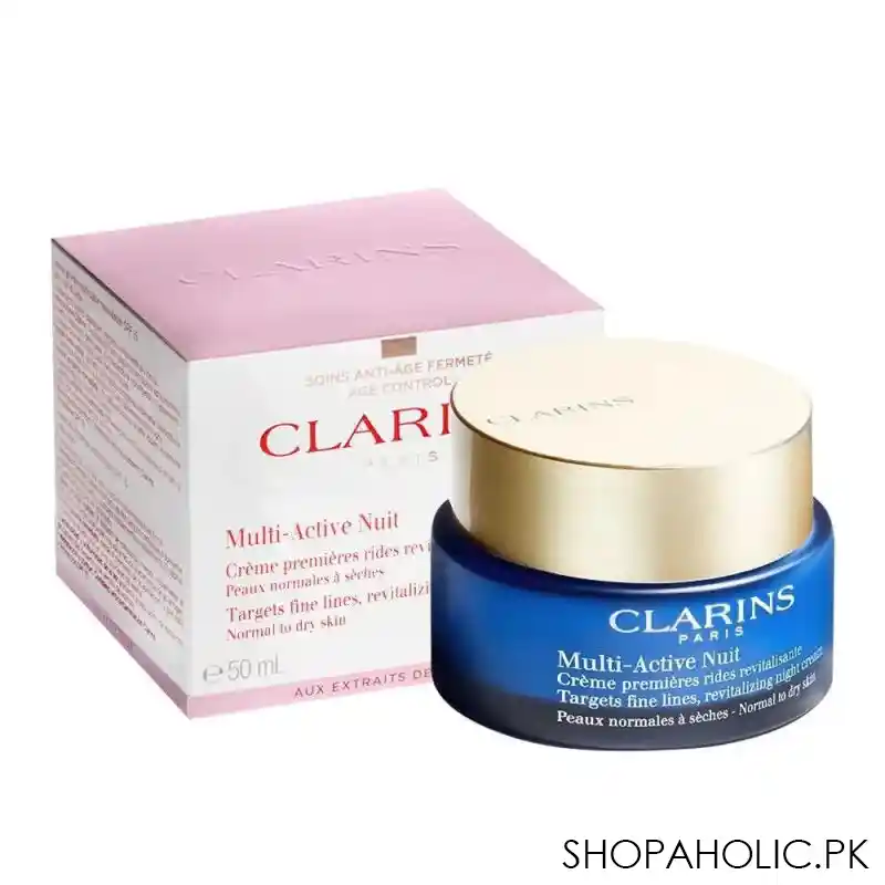 clarins paris multi active nuit revitalizing night cream, for normal to dry skin, 50ml main image