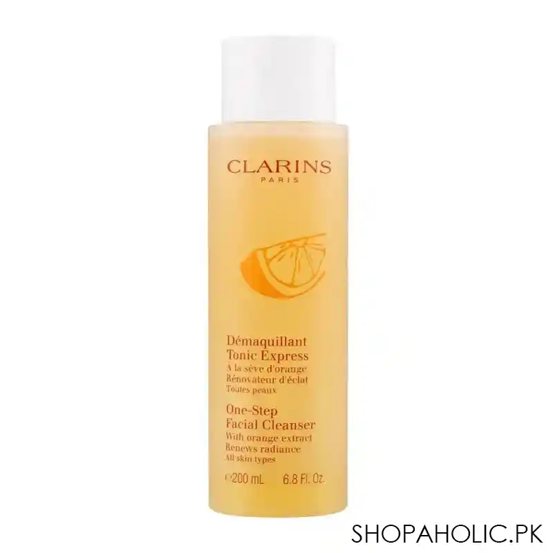 clarins paris one step facial cleanser, with orange extract, all skin types, 200ml main image