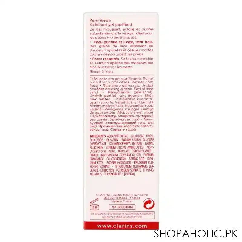 clarins paris pure scrub purifying gel scrub, with lava beads, 50ml image4