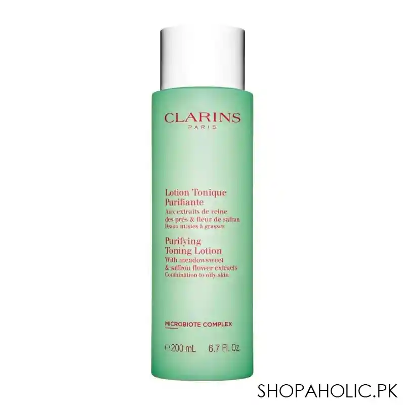 clarins paris purifying toning lotion, with meadowsweet & saffron flower extracts, combination to oily skin, 200ml main image