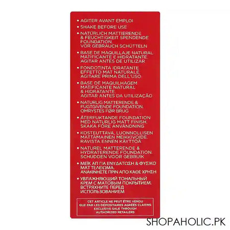 Clarins Paris Skin Illusion Velvet Natural Mattifying & Hydrating Foundation, 100.3N - Image 3