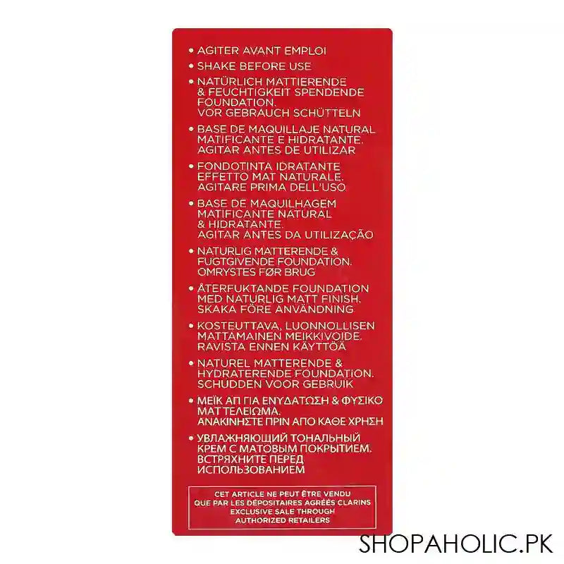 Clarins Paris Skin Illusion Velvet Natural Mattifying & Hydrating Foundation, 100.3N - Image 3