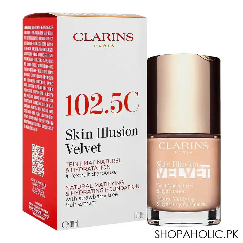 Clarins Paris Skin Illusion Velvet Natural Mattifying & Hydrating Foundation, 102.5C - Main Image