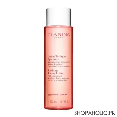 clarins paris soothing toning lotion, with camomile & saffron flower extracts, very dry to sensitive skin, 200ml main image