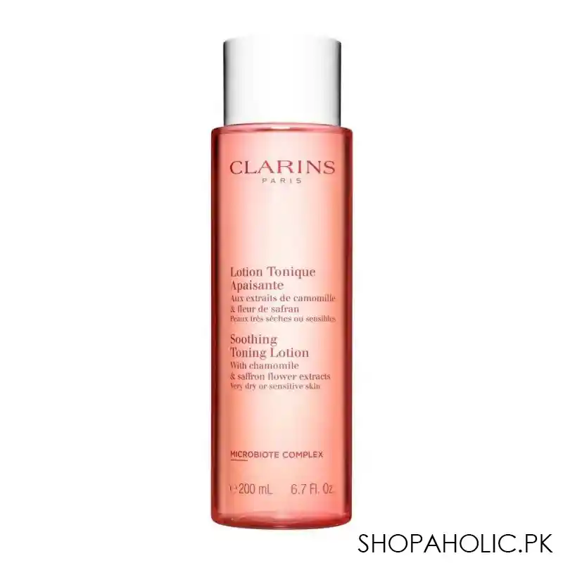 clarins paris soothing toning lotion, with camomile & saffron flower extracts, very dry to sensitive skin, 200ml main image
