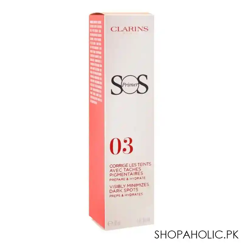 clarins paris sos primer, visibly minimizes dark spots, preps & hydrates, 03 coral image2