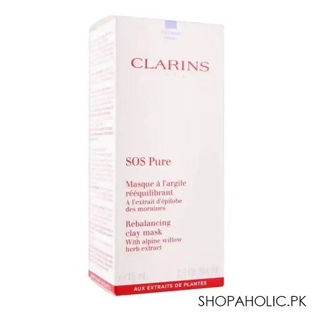 clarins paris sos pure rebalancing clay face mask, with alpine willow herb extract, 75ml image3