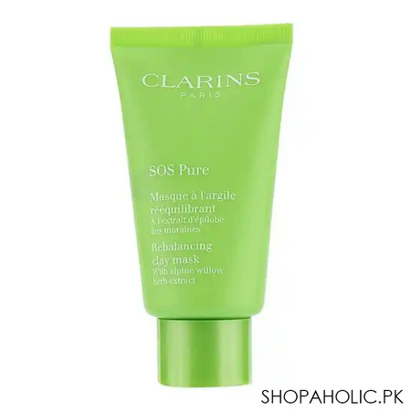 clarins paris sos pure rebalancing clay face mask, with alpine willow herb extract, 75ml main image