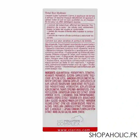 Clarins Paris Total Eye Hydrate Moisturizing, Soothing Eye Mask Balm, 20ml - Image 3
