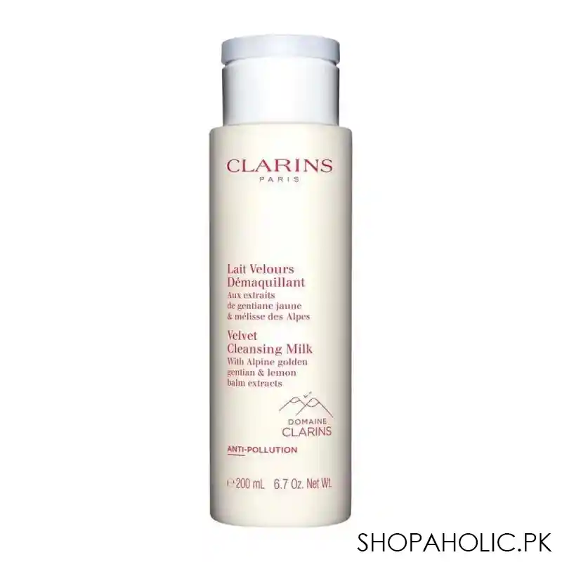 clarins paris velvet cleansing milk, with alpine golden gentian & lemon balm extracts, 200ml main image