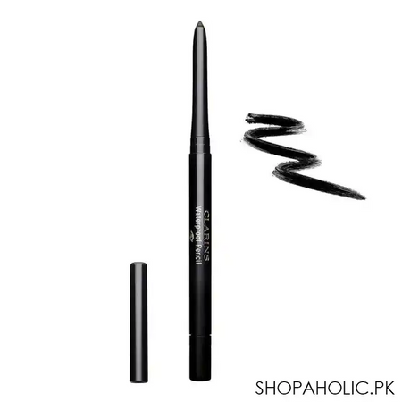 clarins paris waterproof pencil eyeliner, long lasting, 01 black tulip main image