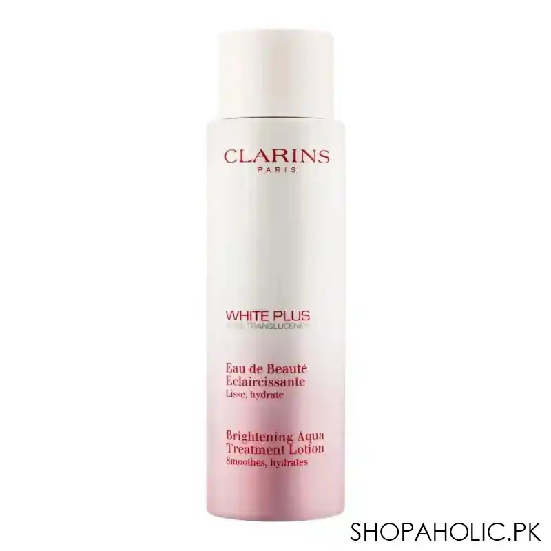 clarins paris white plus brightening aqua treatment lotion, smoothes & hydrates, 200ml main image