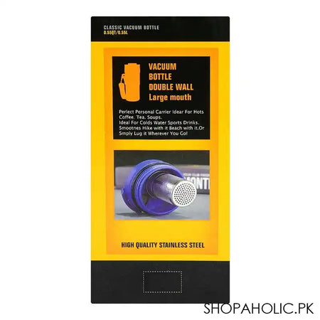 Classic Vacuum Bottle, Hot & Cool 18/8, Stainless Steel Insulated Travel Mug, 550ml, 7.5in (H) x 3.3in (W), Blue - Image 6
