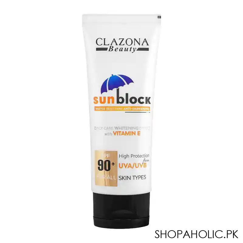 Clazona Beauty Water Resistant Anti-Darkening Sunblock, High Protection, For All Skin Types, SPF 90, 100ml - Main Image