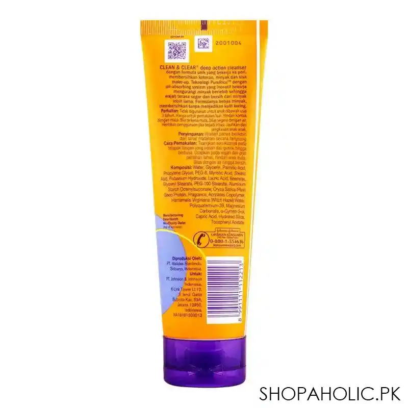clean & clear improved formula deep action cleanser, oil free, 100g image3