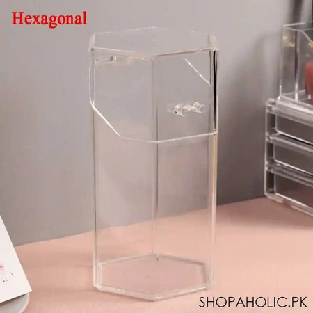 clear acrylic makeup brush holder dustproof organizer storage case with pearls image5