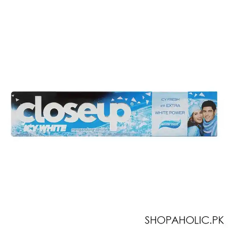 closeup icy white winter blast gel toothpaste, imported, 160g image2