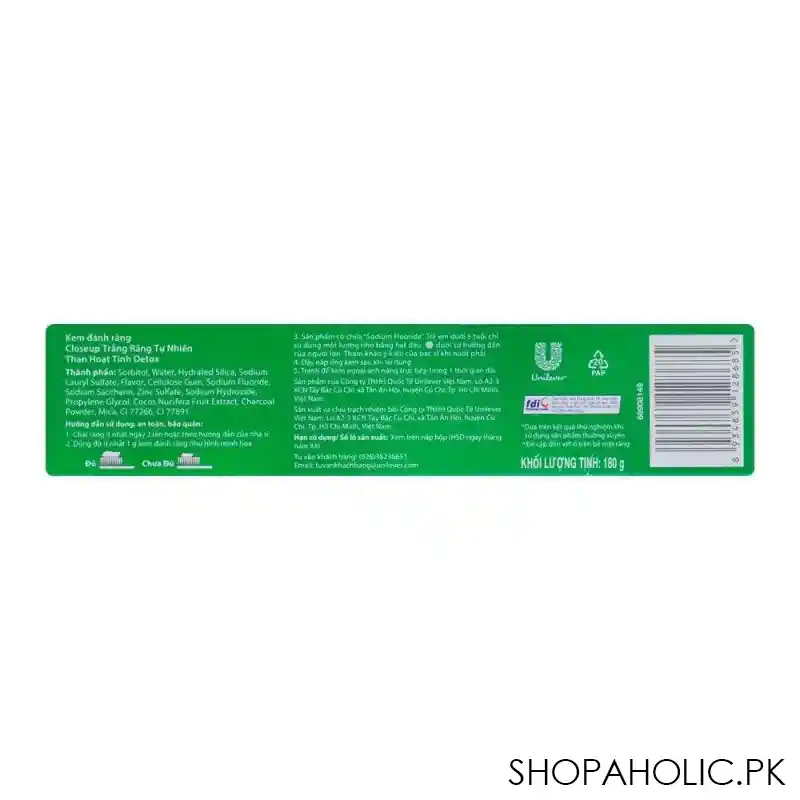 closeup power white charcoal detox toothpaste, 180g image2