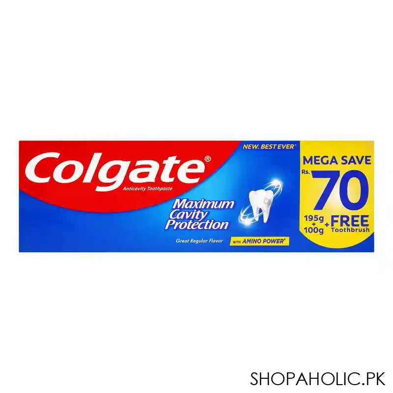 Colgate Maximum Cavity Protection Tooth Paste, 195g + 100g + Free Extra Clean Toothbrush, Save Rs.70/- - Image 5