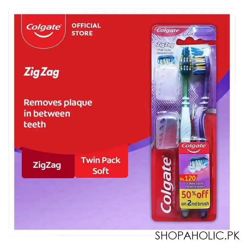 colgate zig zag soft toothbrush, 2 pack main image