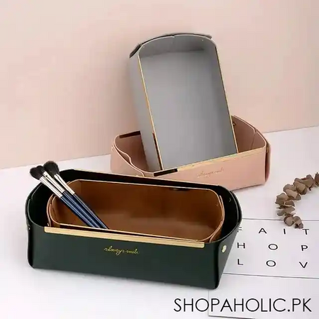 collapsible faux leather large capacity sundries organizer box image2