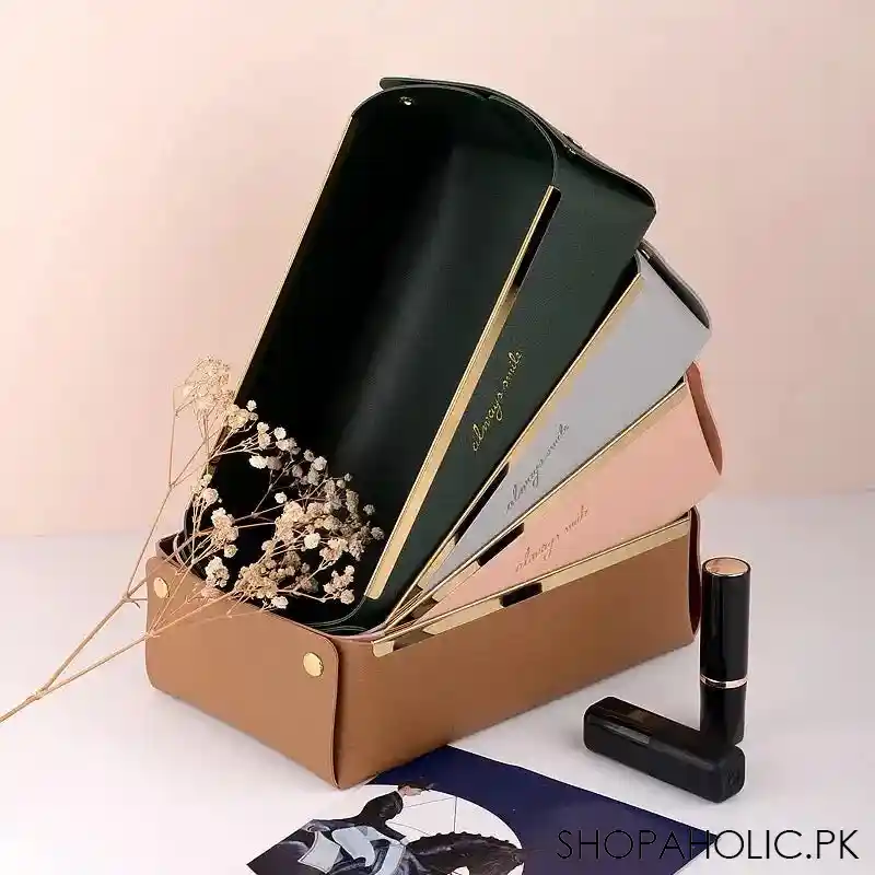 collapsible faux leather large capacity sundries organizer box image4
