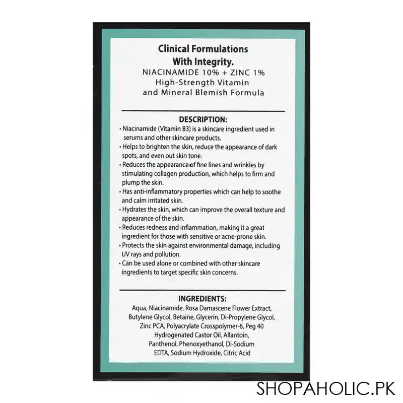 Color Studio Niacinamide 10% + Zinc PCA 1% Serum, All Skin Types, 30ml - Image 3