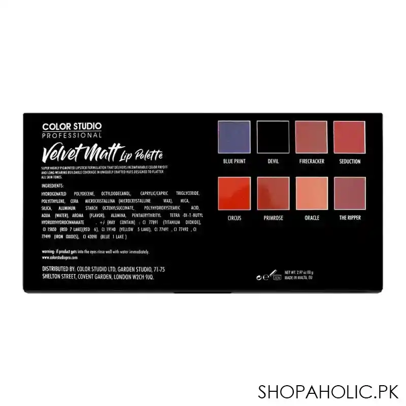 color studio velvet matt lip palette, 8 shades image3